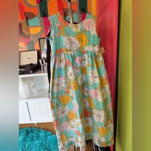 Vintage kids long dress, ruffle bottom